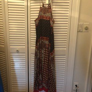 Pure Nordic hobo Maxi Dress with Red Fringes, L